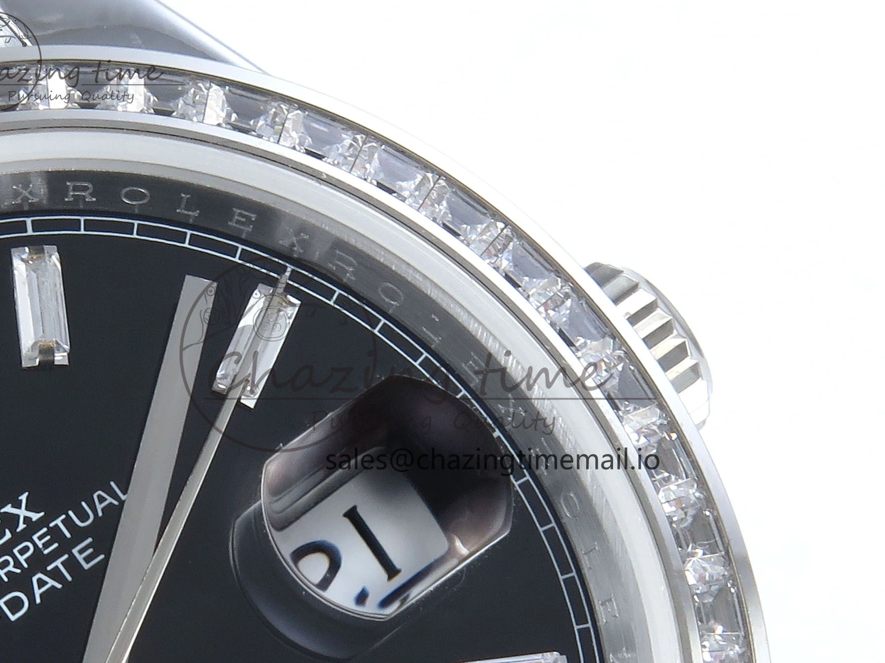 on QF 40 Edition Bracelet (Gain 1:1 DayDate Black V5 Best A2836 Crystal SS Bezel Dial Diamonds President Weight) 0315